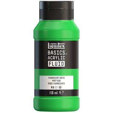 LQX BASICS FLUID ACRYLIC 118ML FLUORESCENT GREEN 887452055792 [ROW]