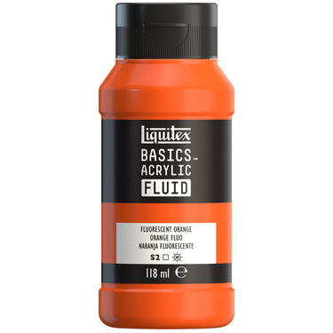 LQX BASICS FLUID ACRYLIC 118ML FLUORESCENT ORANGE 887452055754 [ROW]