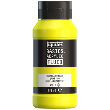 LQX BASICS FLUID ACRYLIC 118ML FLUORESCENT YELLOW 887452055747 [ROW]