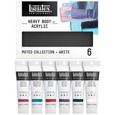 LQX HEAVY BODY ACRYLIC 6X59ML MUTED COLL + WHITE SET [DHI TUBES OUT] 887452032090