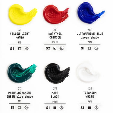 LQX PRO HEAVY BODY ACRYLIC 6X22ML CLASSICS SET [COLOR CHART]  887452995401