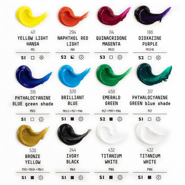 LQX PRO HEAVY BODY ACRYLIC 12X59ML CLASSICS SET [COLOR CHART]  887452997467