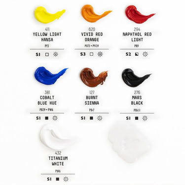 LQX PRO HEAVY BODY ACRYLIC 12X59ML PRO STARTER SET [COLOR CHART]  887452997474