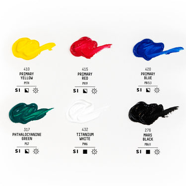 LQX BASICS ACRYLIC 6X22ML PRIMARY SET [COLOR CHART] 094376922875
