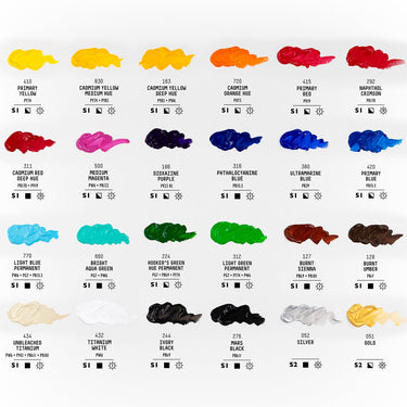 LQX BASICS ACRYLIC 24X22ML BEST SELLERS SET [COLOR CHART] 887452028543