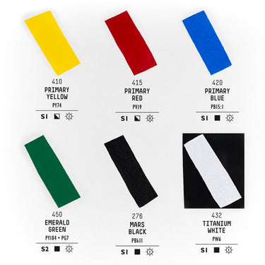 LQX PRO ACRYLIC GOUACHE 6X59ML PRIMARIES SET [COLOR CHART] 887452999911