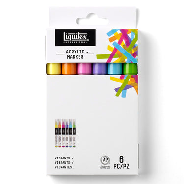 LQX ACRYLIC MARKER SET 6X 2-4MM VIBRANTS [FRONT] 887452993438