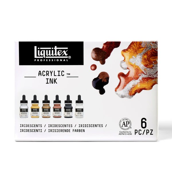 LQX ACRYLIC INK SET 6X30ML IRIDESCENTS [FRONT] 887452997498