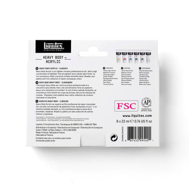 LQX ACRYLIC HEAVY BODY SET 6X22ML CLASSICS [BACK] 887452995401