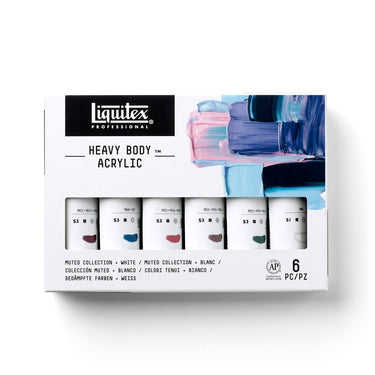 LQX ACRYLIC HEAVY BODY SET 6X59ML MUTED COLL + WHITE [FRONT] 887452032090