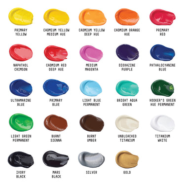 LQX BASICS 24X22ML PAINT SET 887452028543 [SWATCH CHART]